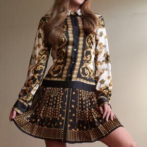 Zara Mixed Print Pleated Dress